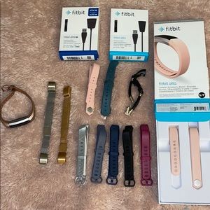 Fitbit Alta HR Device + 11 New Bands 2 charger Lot